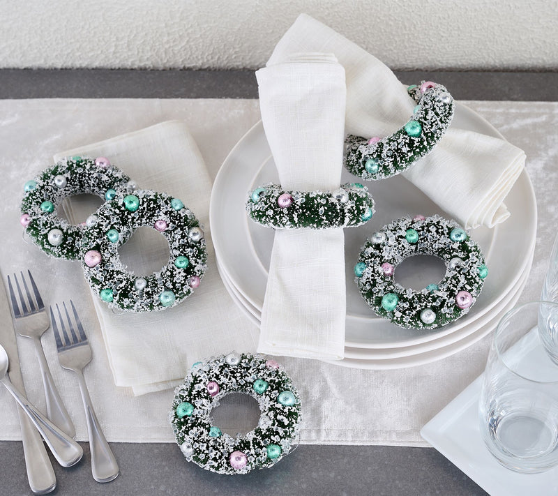 Set of 6 Bottlebrush Napkin Rings with Ornaments by Valerie — View 5
