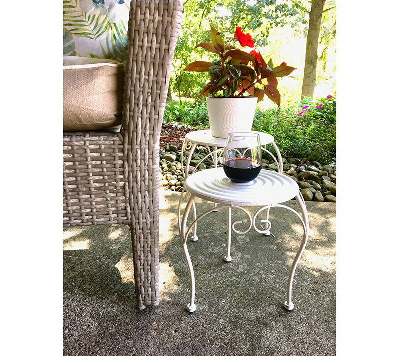 Santa's Workshop Round Plant Stands, Antique White, Set of 2 — View 2