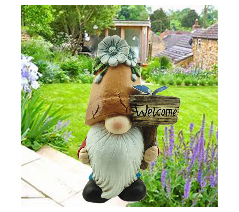 Santa's Workshop 15.7" Resin Solar Welcome Flowerpot Hat Gnome — View 2