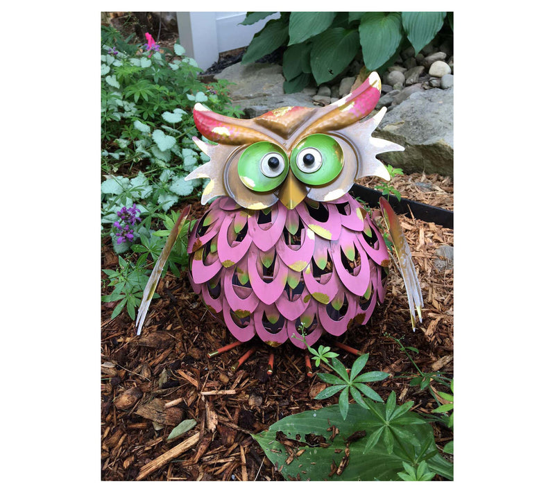 Santa's Workshop 10" Iron Solar Owl — View 3