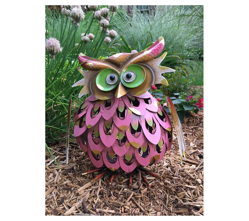 Santa's Workshop 10" Iron Solar Owl — View 2