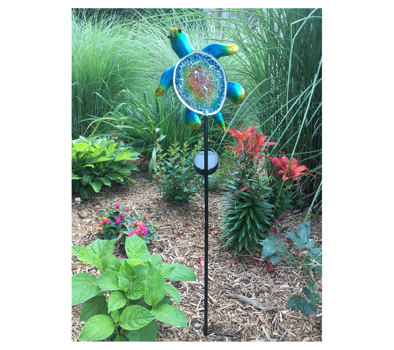 Santa's Workshop 32.2" Solar Glass Sea Turtle Stake — View 2