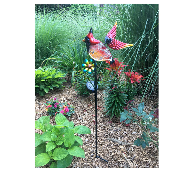 Santa's Workshop 29.9" Solar Glass Cardinal Stake — View 2