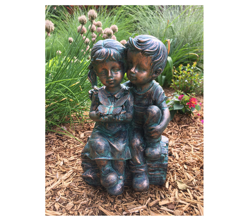 Santa's Workshop 10.7" Solar Boy & Girl with Butterfly — View 2