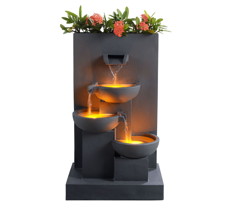Teamson Home 29.13" Outdoor Water Fountain, LED  Lights, Gray — View 5