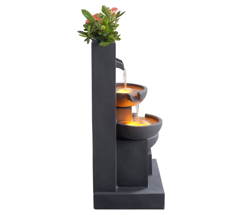 Teamson Home 29.13" Outdoor Water Fountain, LED  Lights, Gray — View 4