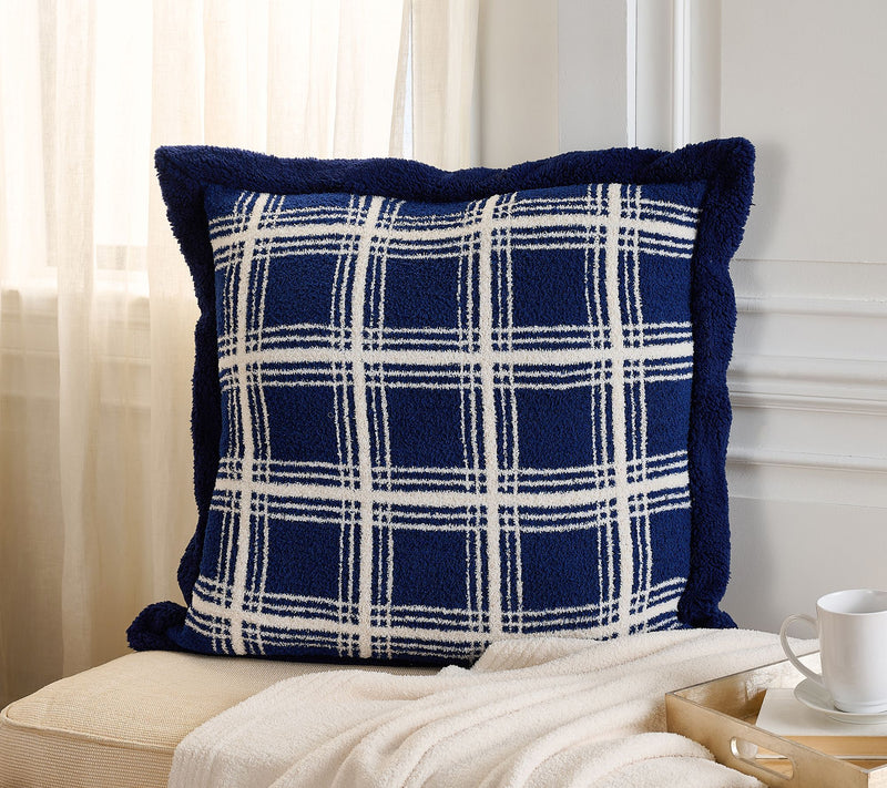 26" x 26" Feather Knit & Sherpa Plaid Pillow by Kim Gravel — View 9