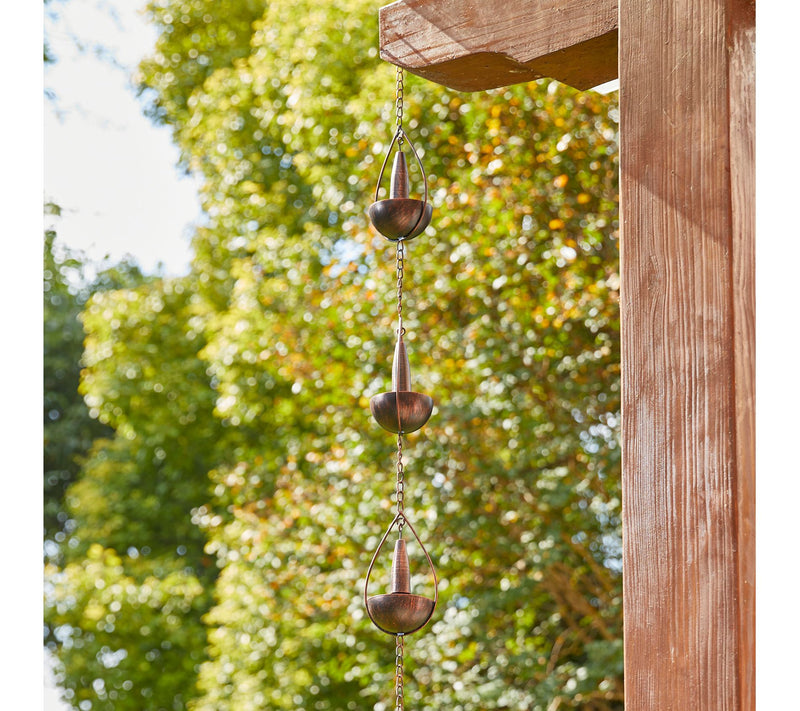 Glitzhome 8.5ft Faux Copper Bowl/Bell Shaped Rain Chain — Main view