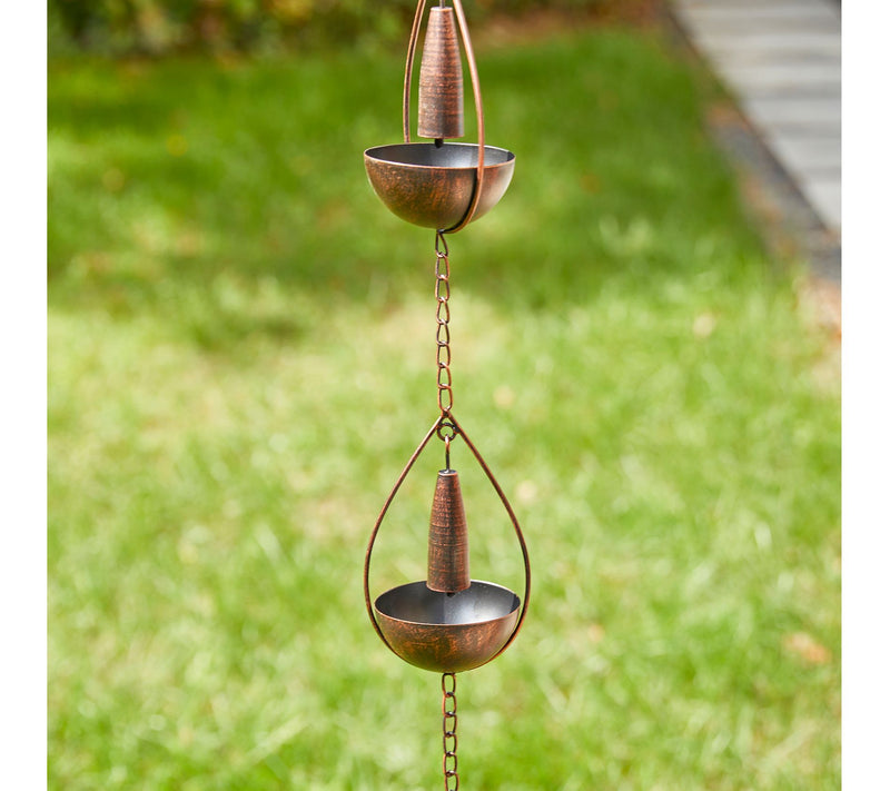 Glitzhome 8.5ft Faux Copper Bowl/Bell Shaped Rain Chain — View 9