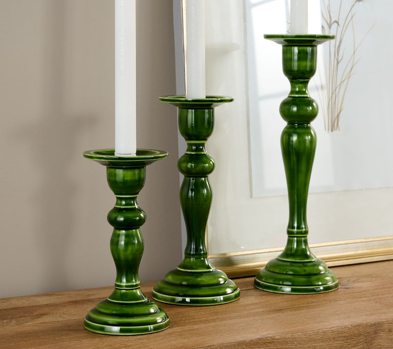 Set of 3 Polished Enamel Pedestal Candle Holders by Valerie — View 9