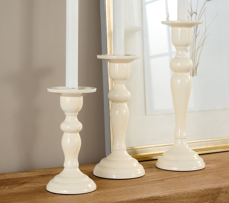 Set of 3 Polished Enamel Pedestal Candle Holders by Valerie — View 11