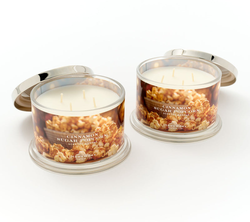 HomeWorx by Slatkin + Co. S/2 Cinnamon Sugar Popcorn 18oz Candles — Main view