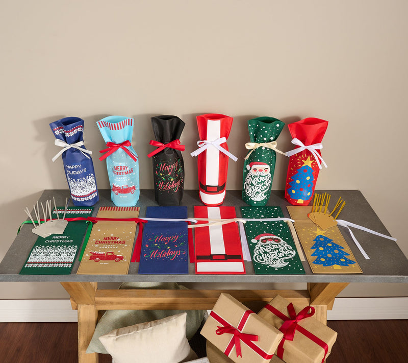 Kringle Express 12-Piece Wine Bag Gift Set with Tags — Main view