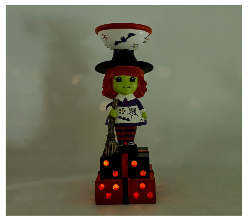 Temp-tations 12" Illuminated Resin Fall Character Candle Holder — View 4