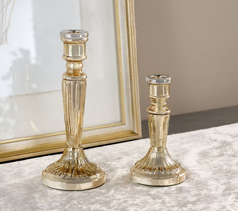 Home Reflections Set of 2 Tapered Glass Candle Holder — View 5