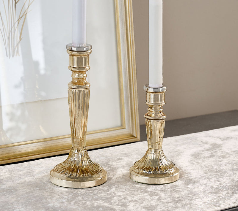 Home Reflections Set of 2 Tapered Glass Candle Holder — View 2
