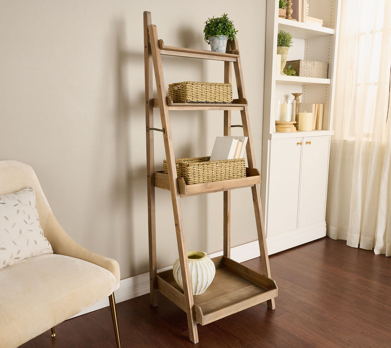 Home Reflections Wood Ladder with Set of 2 Baskets — Main view