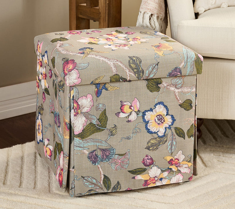 Home Reflections Printed Foldable Square Storage Ottoman — Main view