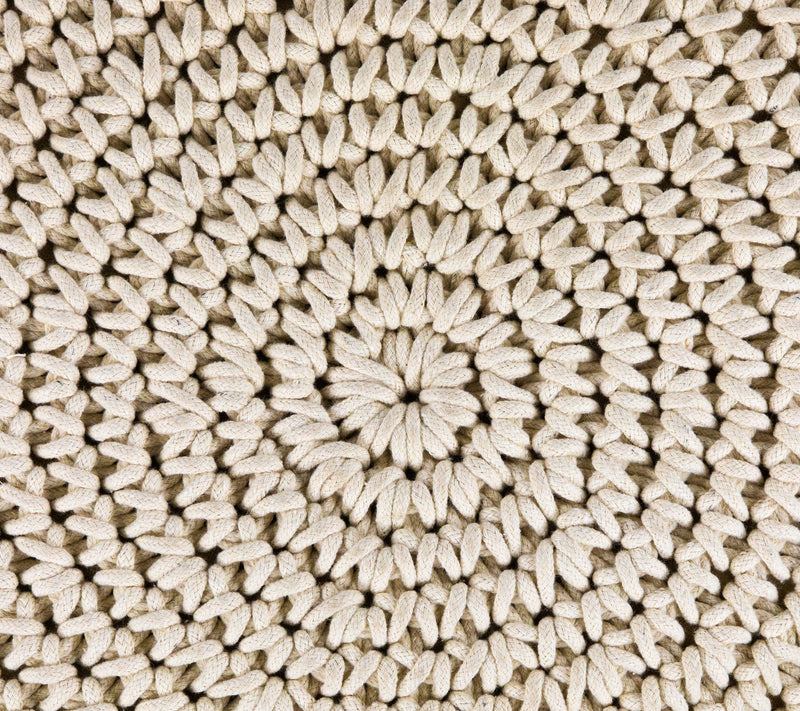 Northlight Cream Macrame Round Natural  Cotton Pouf — View 7
