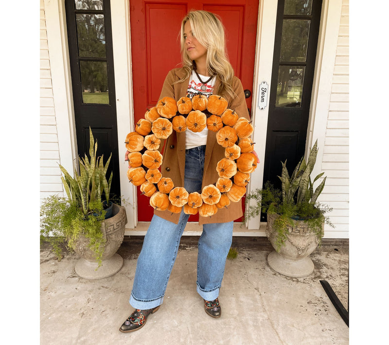 Sister Road by JG 19.5" Velvet Pumpkin Wreath — View 4