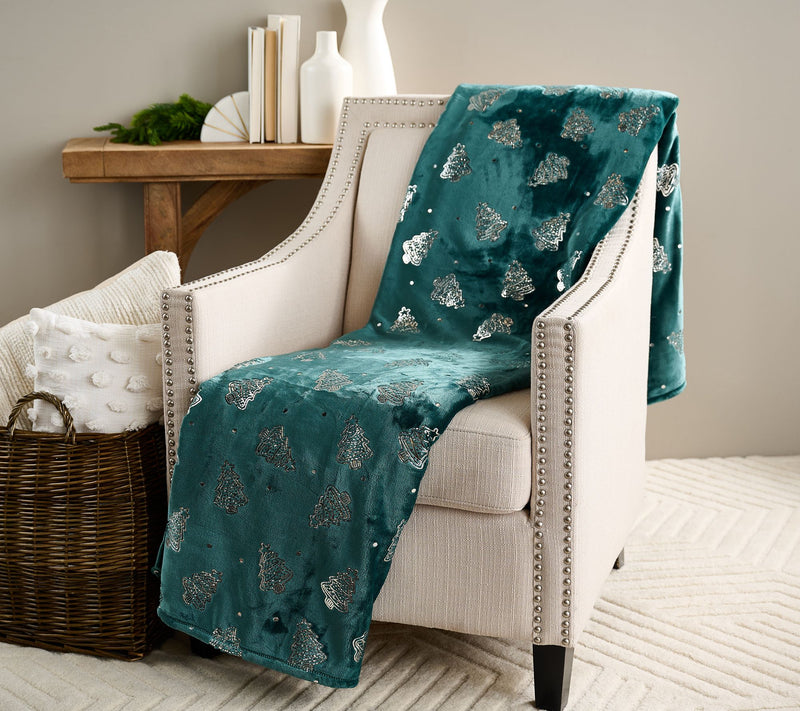 Berkshire Foiled Velvetsoft Holiday Icon 60x80 Throw — View 3