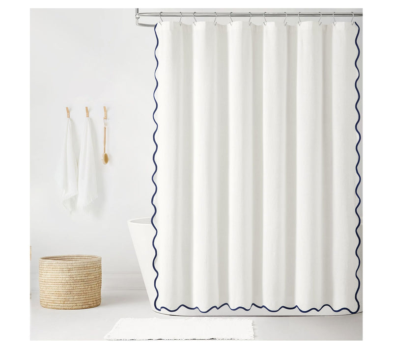 Lush Decor Coas tal Chic Scallo p Edge Shower C urtain — Main view