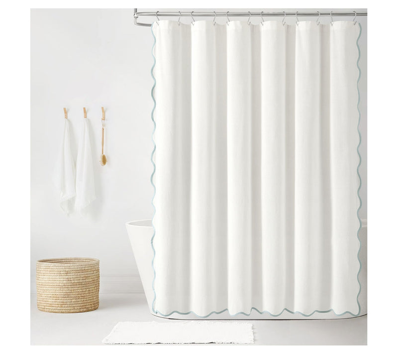 Lush Decor Coas tal Chic Scallo p Edge Shower C urtain — View 10