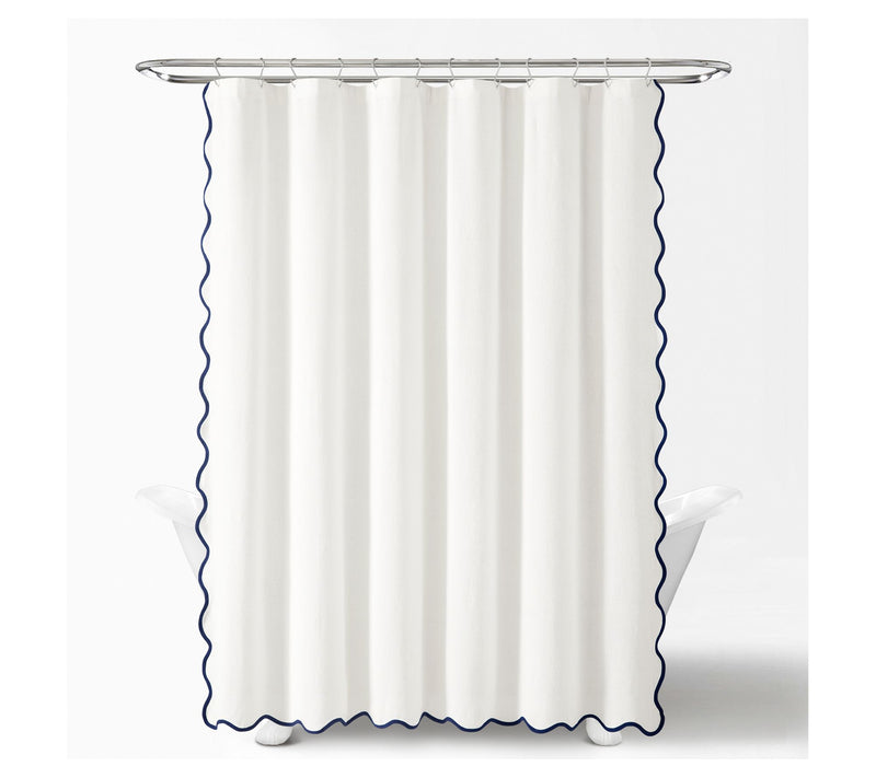 Lush Decor Coas tal Chic Scallo p Edge Shower C urtain — View 4