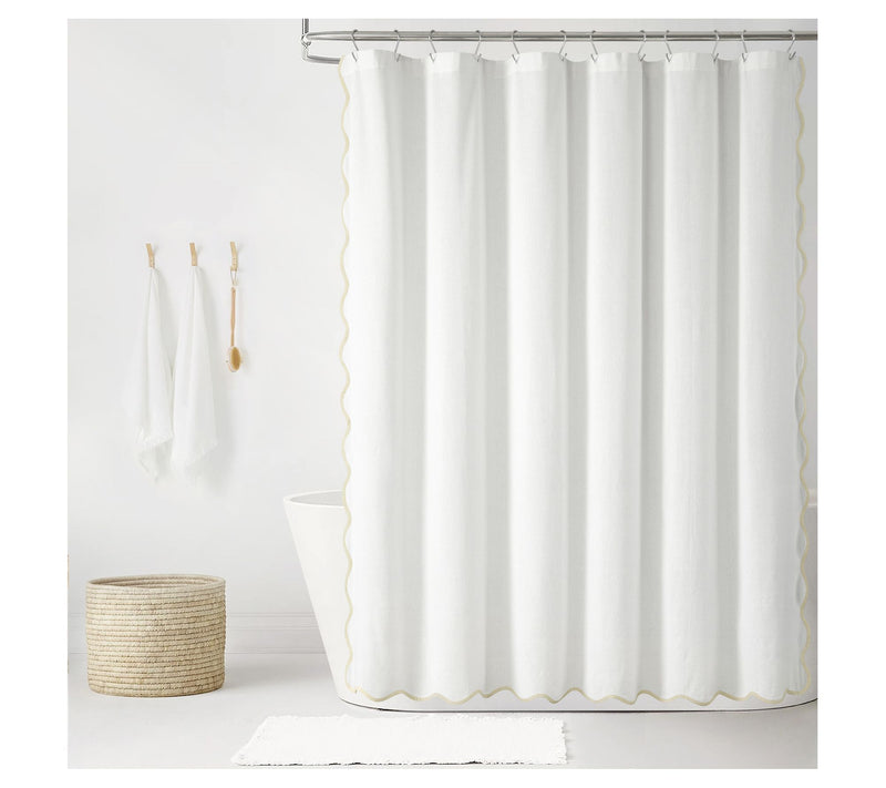 Lush Decor Coas tal Chic Scallo p Edge Shower C urtain — View 12