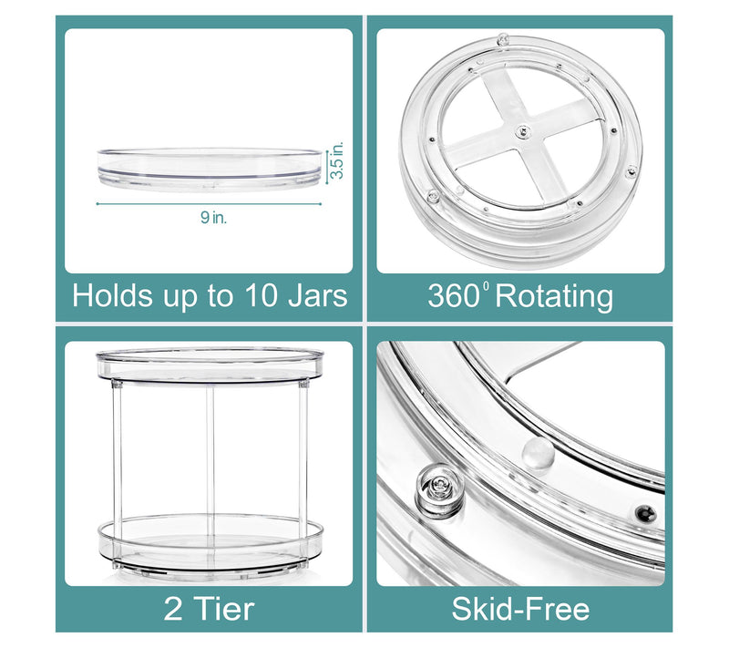 Sorbus 2 Pack 2 Tier Clear Lazy Susan Organizer — View 4