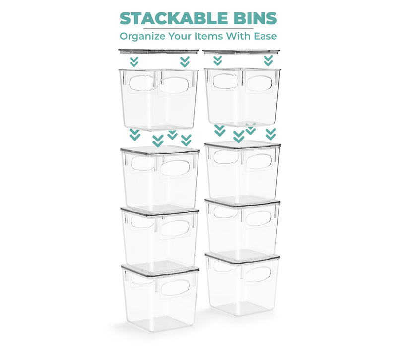 Sorbus 8 Pack Small Plastic Storage Bins with L ids — View 6