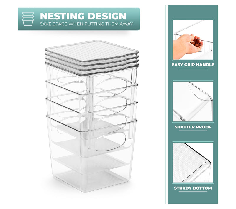 Sorbus 8 Pack Small Plastic Storage Bins with L ids — View 8