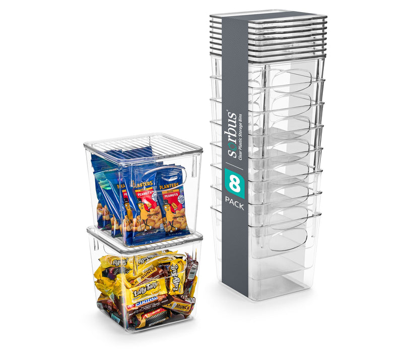 Sorbus 8 Pack Small Plastic Storage Bins with L ids — View 4