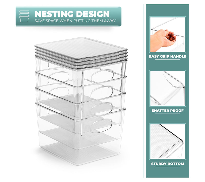 Sorbus 8 Pack Medium Plastic Storage Bins with Lids — View 9