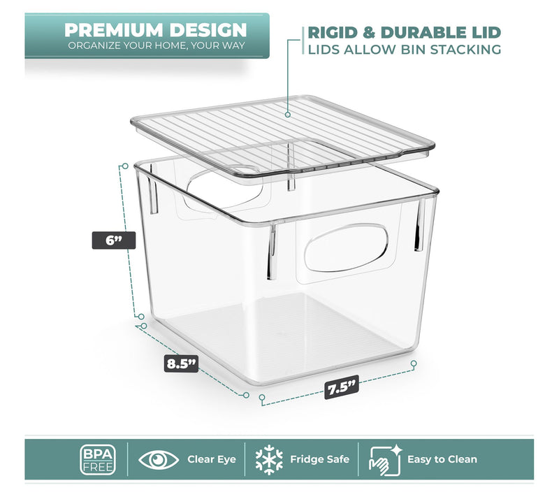 Sorbus 8 Pack Medium Plastic Storage Bins with Lids — View 5