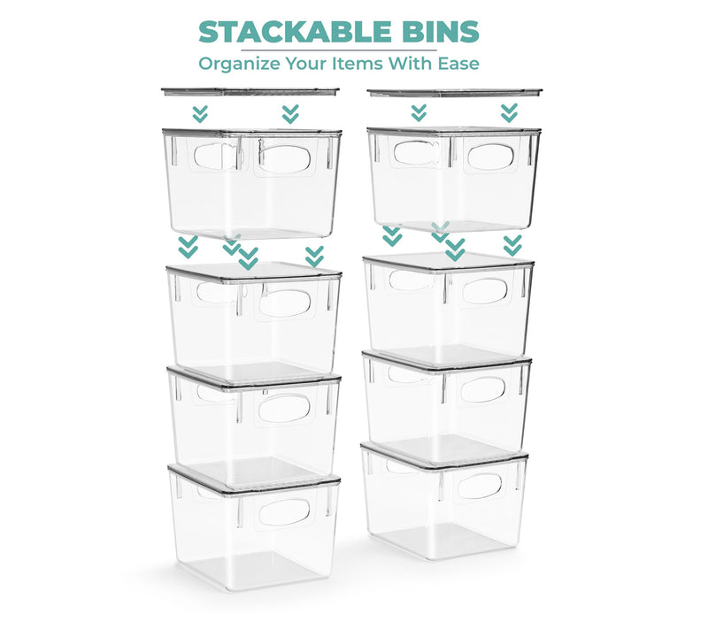 Sorbus 8 Pack Medium Plastic Storage Bins with Lids — View 7