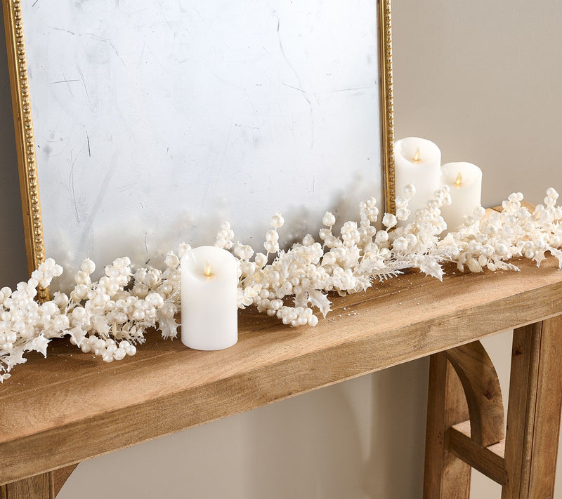 4' Snow Berry, Holly and Cedar Garland by Valerie — View 5