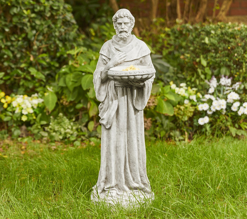Glitzhome 32.75" MGO St. Francis Garden StatueWith Birdfeeder — View 9