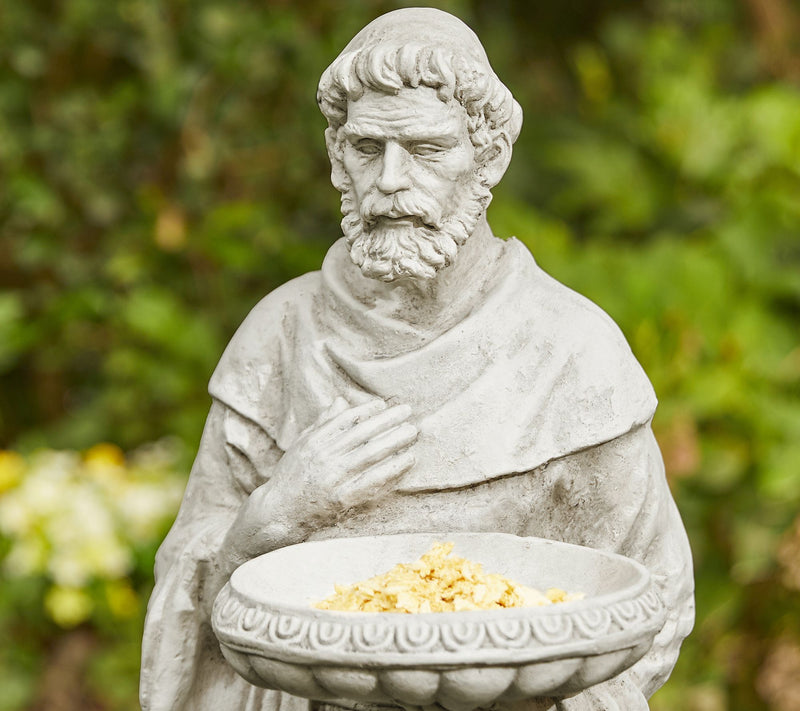Glitzhome 32.75" MGO St. Francis Garden StatueWith Birdfeeder — View 8