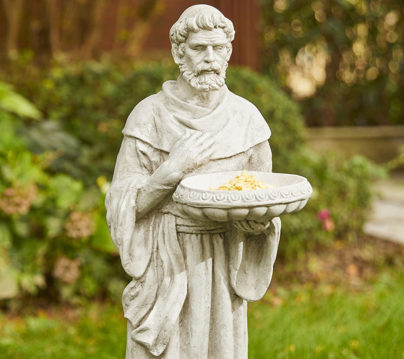 Glitzhome 32.75" MGO St. Francis Garden StatueWith Birdfeeder — View 7