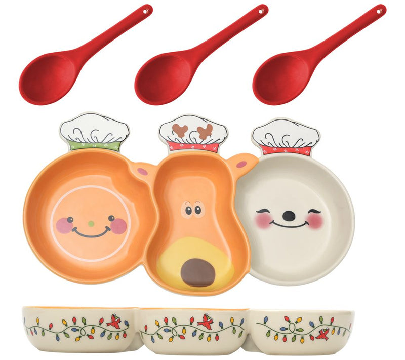 Temp-tations Seasonal Triple Dip Serving Set w/ Spreader — Main view
