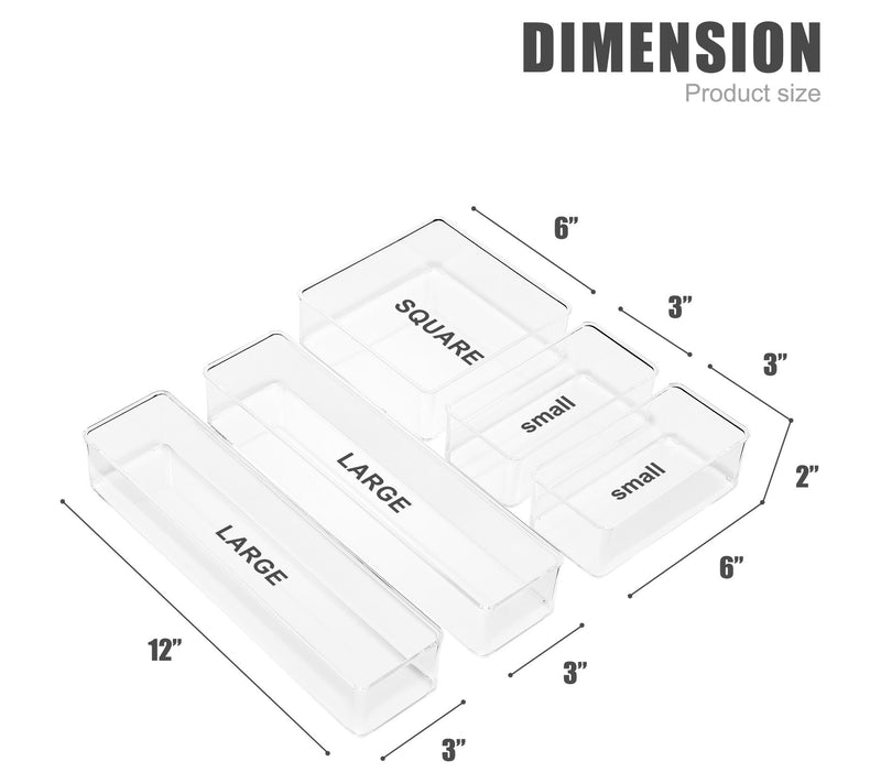 Sorbus Clear Office Drawer Organizer 5-Piece Set — View 4