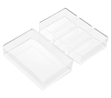 Sorbus Clear Drawer Organizer 4-Piece Set, Multi-Purpose Bins