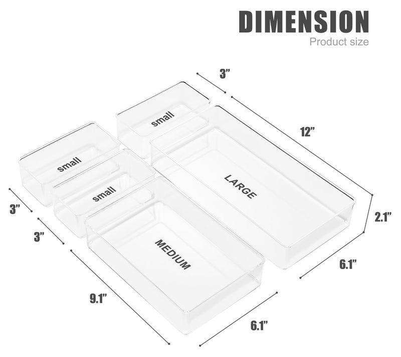 Sorbus 5-Piece Set  Office Cle ar Narrow Drawe r Organizer — View 4