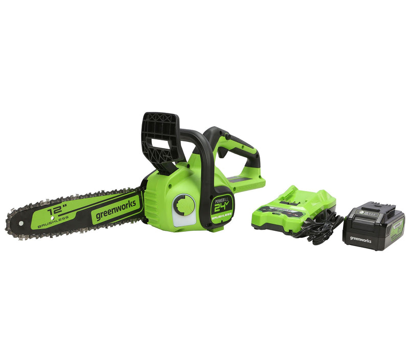 Greenworks POWERALL 24V 12" Cordless Chainsaw w/ 4Ah Battery — Main view