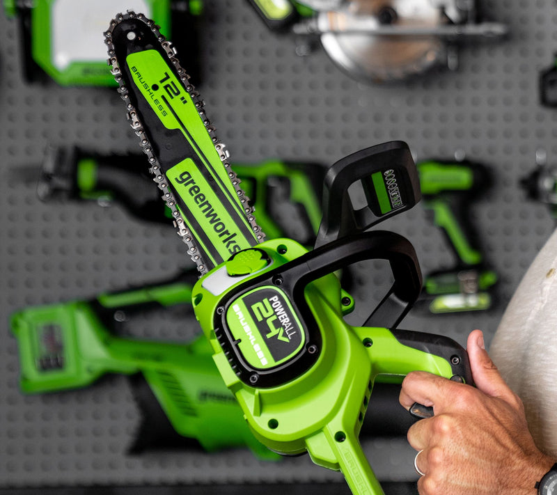 Greenworks POWERALL 24V 12" Cordless Chainsaw w/ 4Ah Battery — View 4