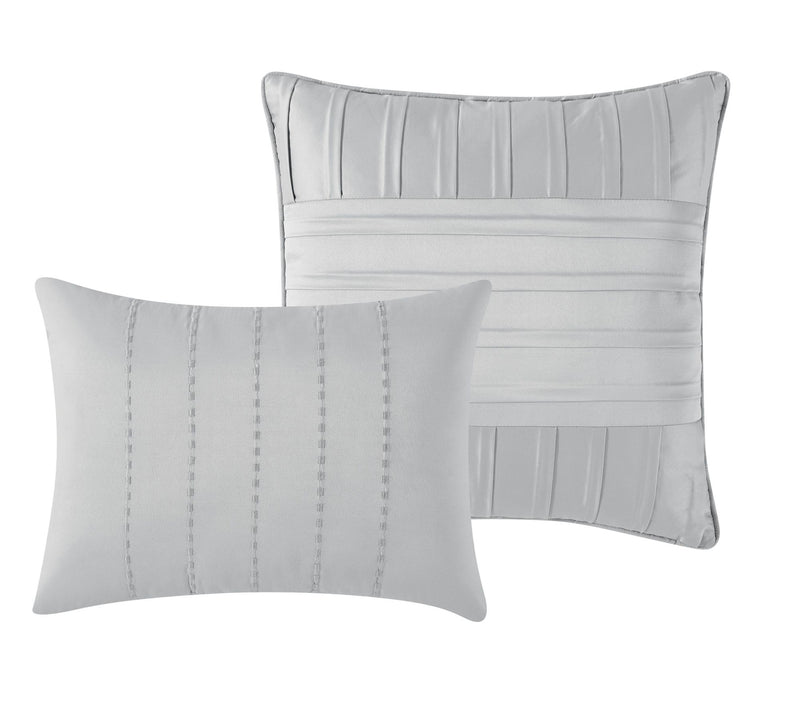 5th Avenue Lux James Pleated Silver 9pc King Co mforter Set — View 5