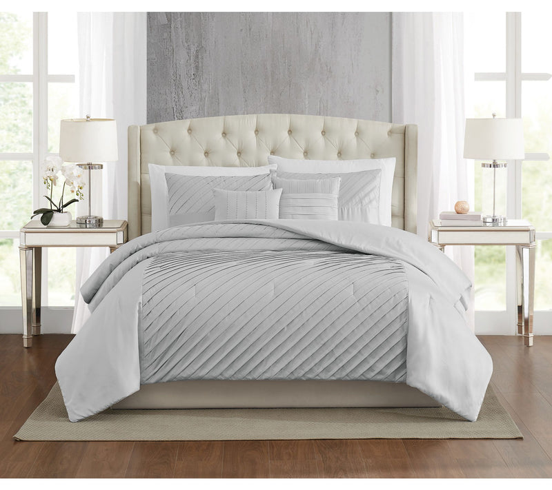5th Avenue Lux James Pleated Silver 9pc King Co mforter Set — View 2