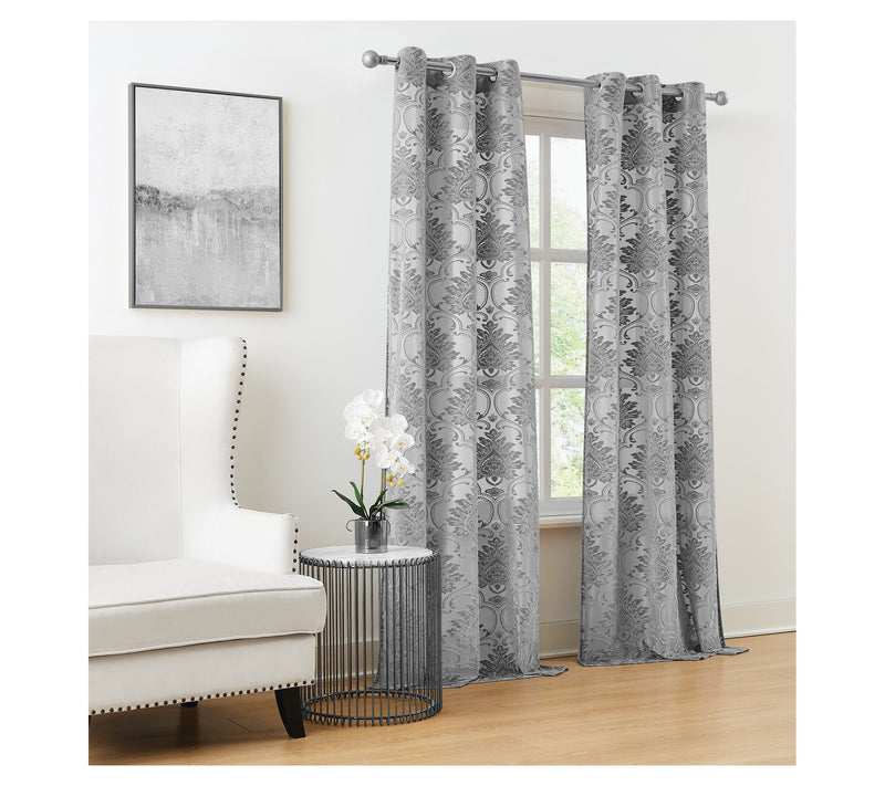 5th Avenue Lux Sophia Burn Out 37x96 Sheer Window Panel S/2 — View 5