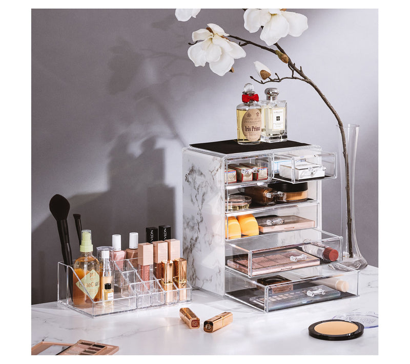 Sorbus Marble Makeup Case - 4 Large / 2 Small Drawers — View 8